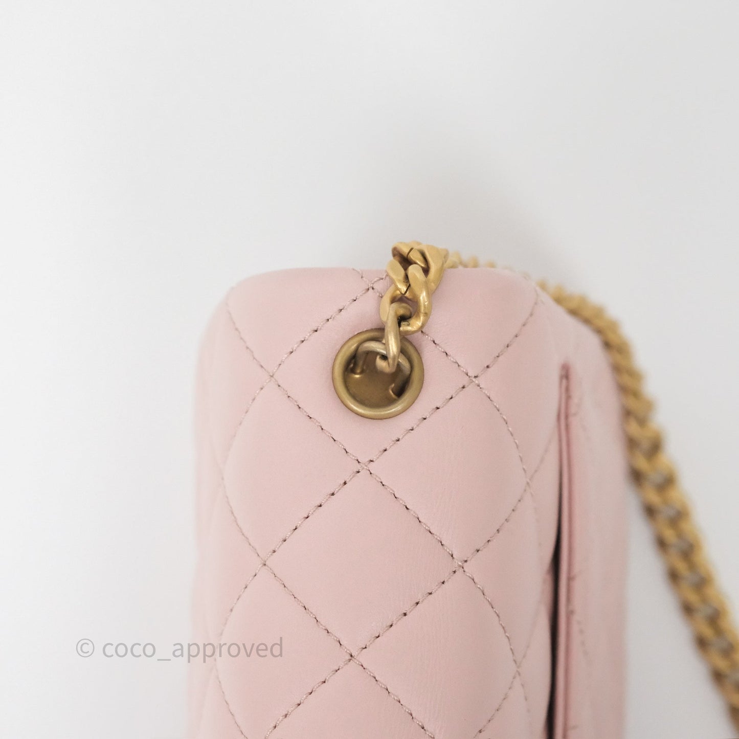 Chanel Quilted Mini Square Flap with Camellia Adjustable Chain Pink Clair Lambskin