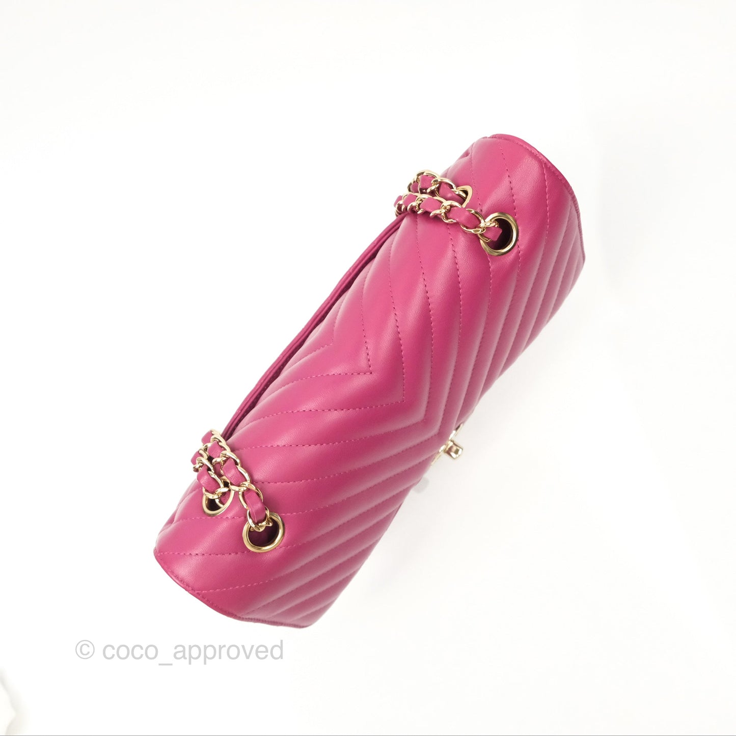 Chanel Medium Classic Flap Chevron Dark Plum Pink Lambskin Gold Hardware