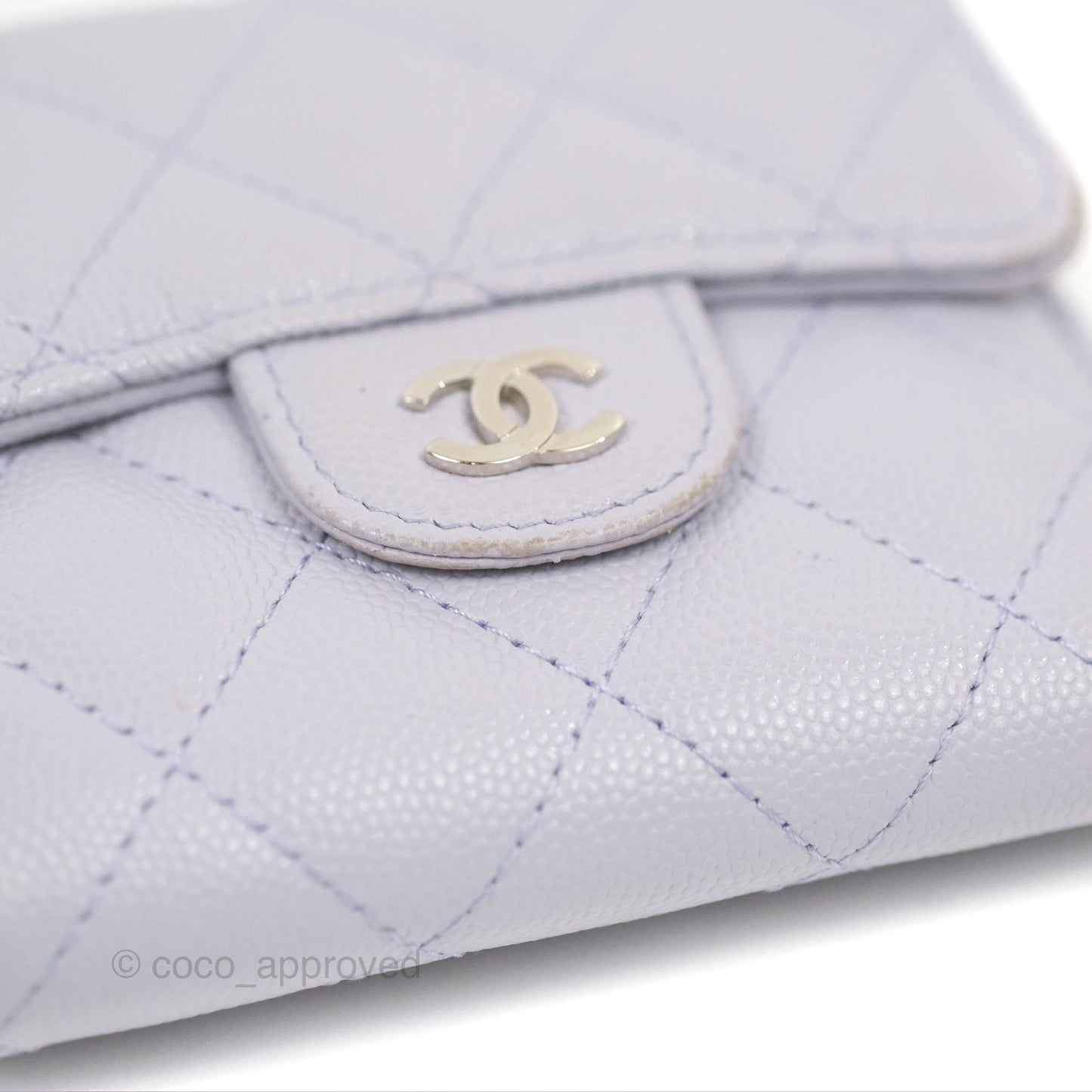 Chanel Classic Short Flap Wallet Lilac Caviar Silver Hardware