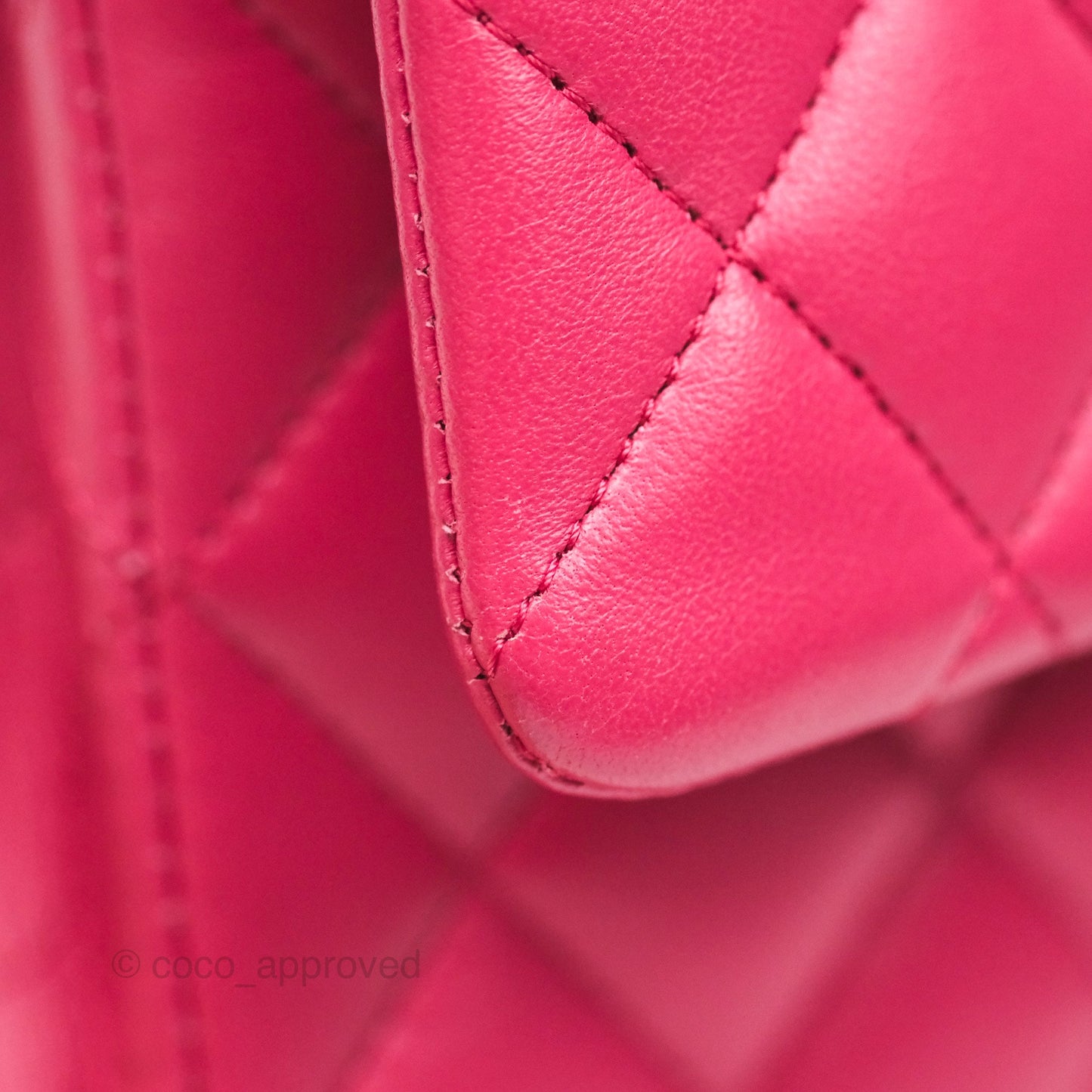 Chanel Classic M/L Medium Flap Quilted Dark Pink Lambskin Silver Hardware