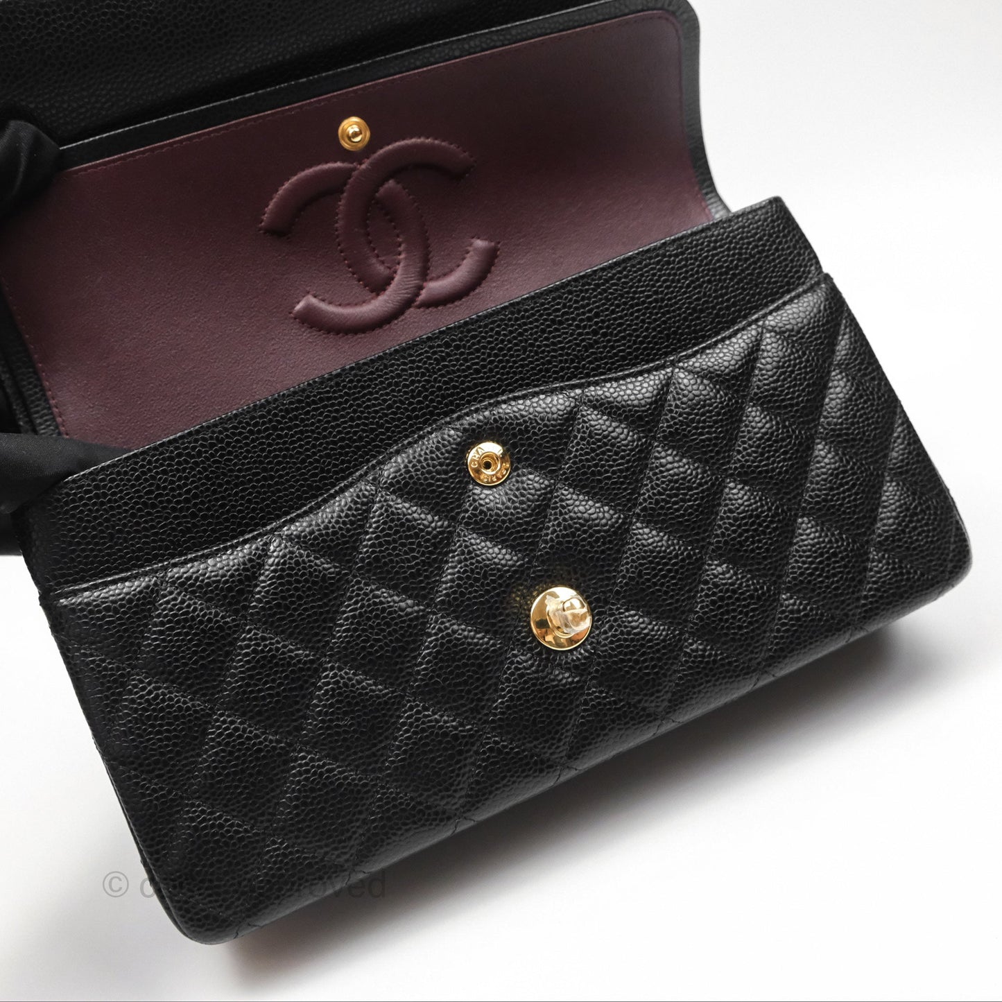Chanel Classic M/L Medium Flap Quilted Black Caviar Gold Hardware