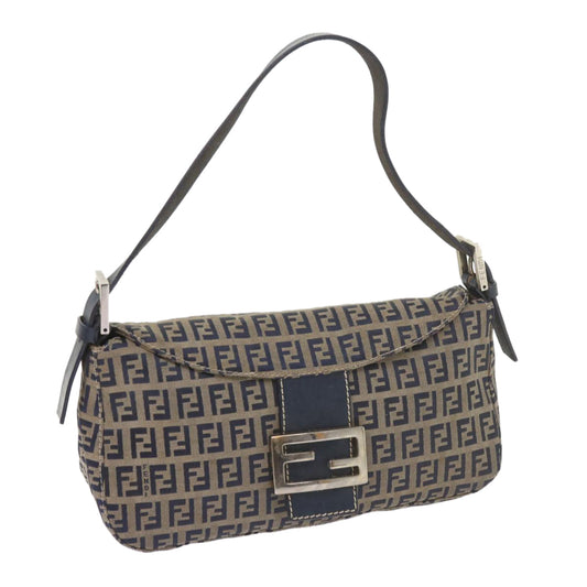 Luxury FendiZucchino Canvas Mamma Baguette Shoulder Bag Navy56197