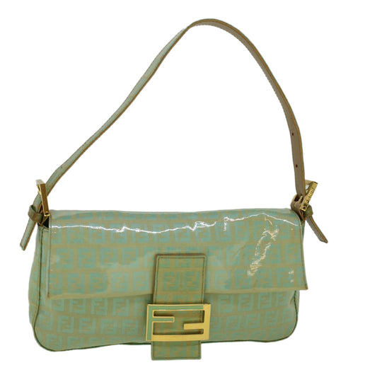 Luxury FendiZucchino Canvas Mamma Baguette Shoulder Bag Coated Canvas Blue56198