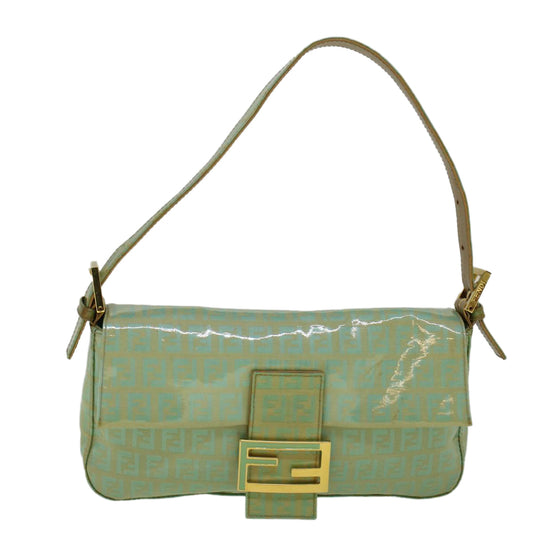 Luxury FendiZucchino Canvas Mamma Baguette Shoulder Bag Coated Canvas Blue56198