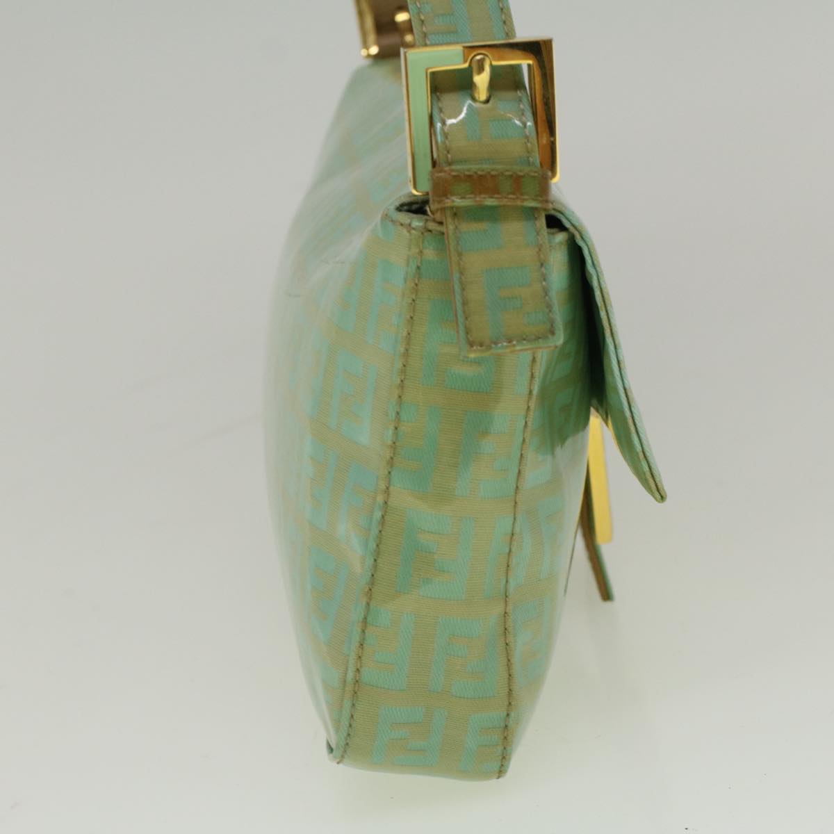 Luxury FendiZucchino Canvas Mamma Baguette Shoulder Bag Coated Canvas Blue56198