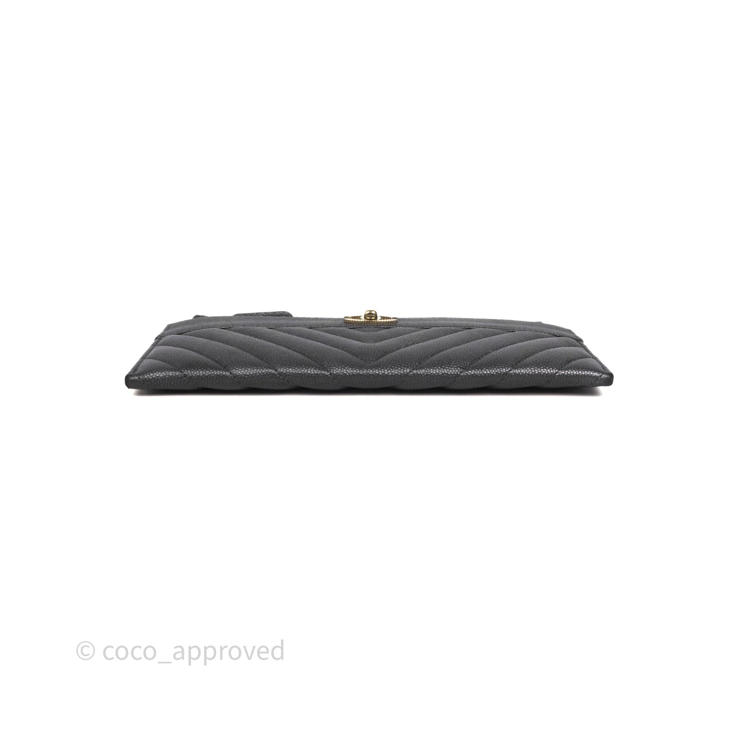 Chanel Chevron Zip Long Wallet Grey Caviar Gold Hardware