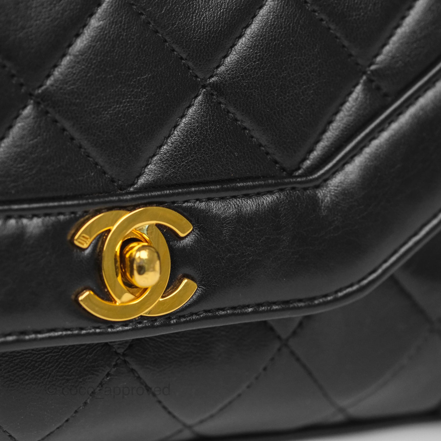 Chanel Vintage Small Diana Flap Black Lambskin 24K Gold Hardware
