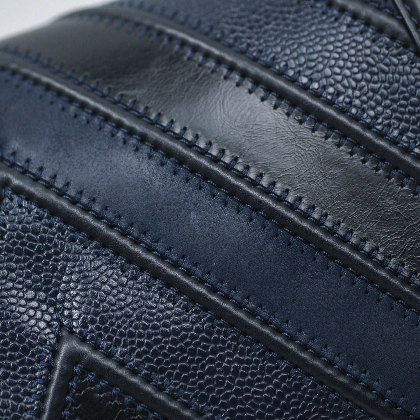 Chanel Medium Boy Chevron Navy Caviar/ Calfskin/ Suede Aged Gold Hardware