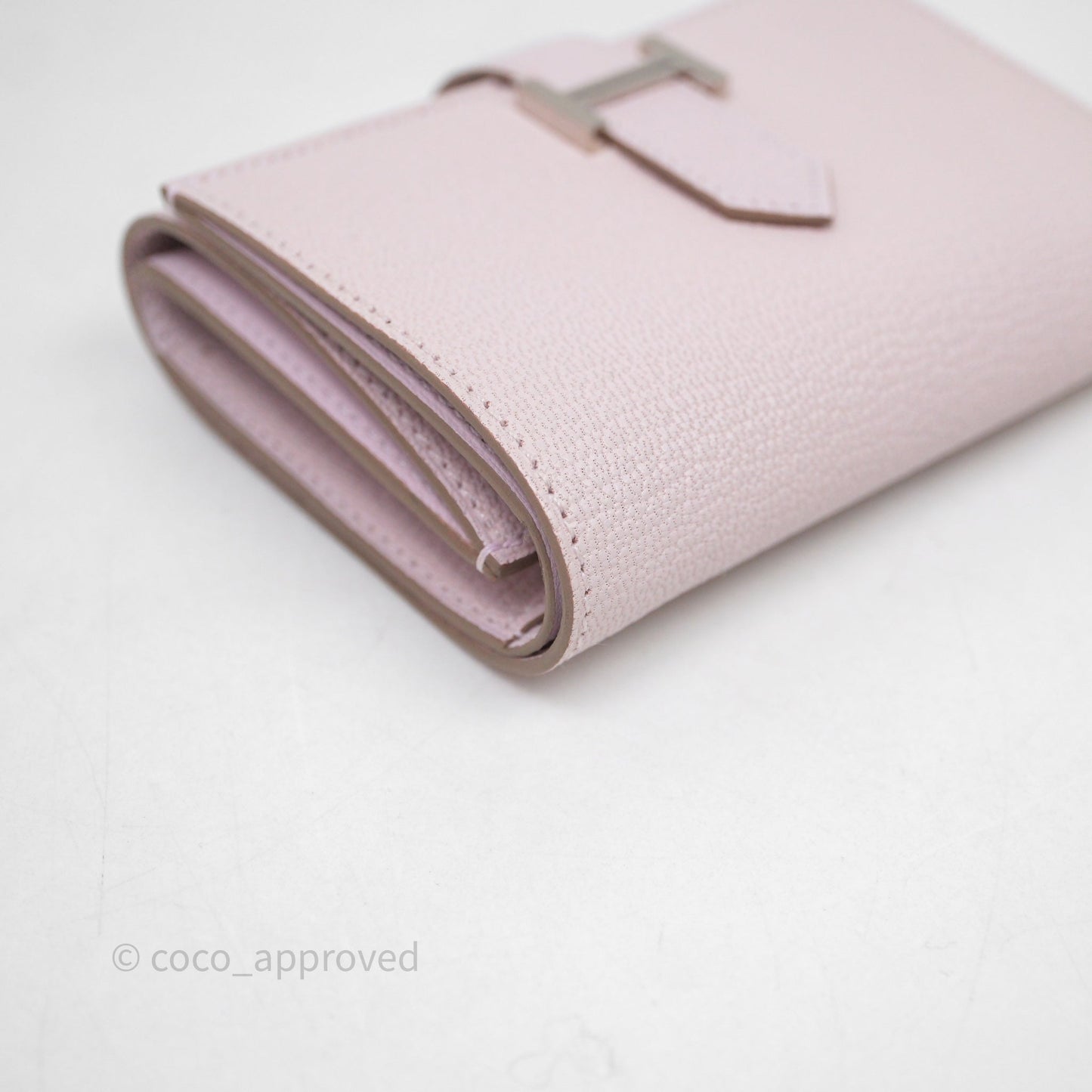 Hermes Bearn Wallet Mauve Pale 09 Palladium Hardware
