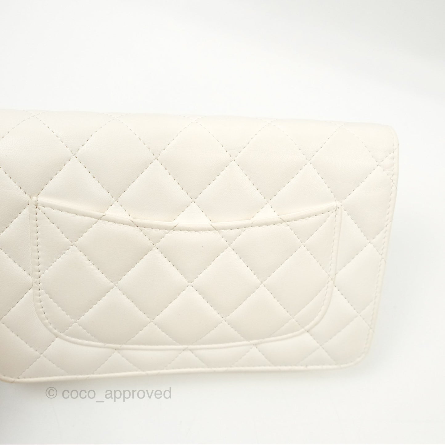 Chanel Quilted Pearl Crush Wallet on Chain WOC White Lambskin Aged Gold Hardware