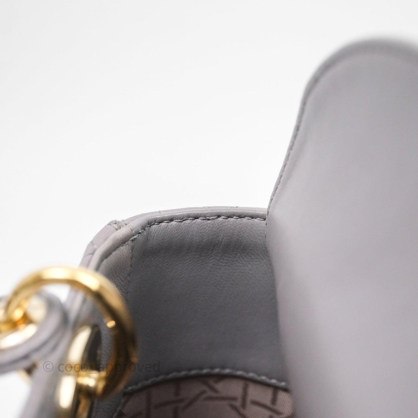 Christian Dior Small Lady Dior My ABCDior Bag Stone Gray Cannage Lambskin
