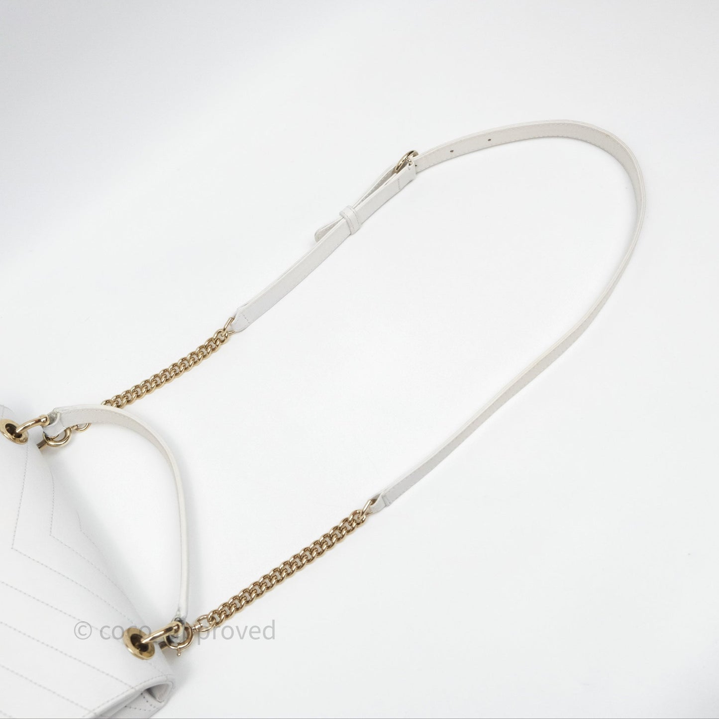Chanel Small Chevron Chic Top Handle Flap White Calfskin Gold Hardware