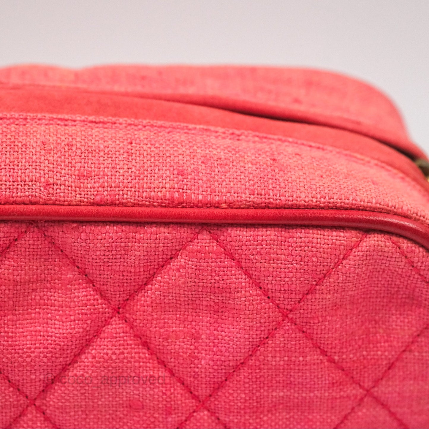 Chanel Vintage Small Tassel Camera Bag Dark Pink Canvas Gold Hardware
