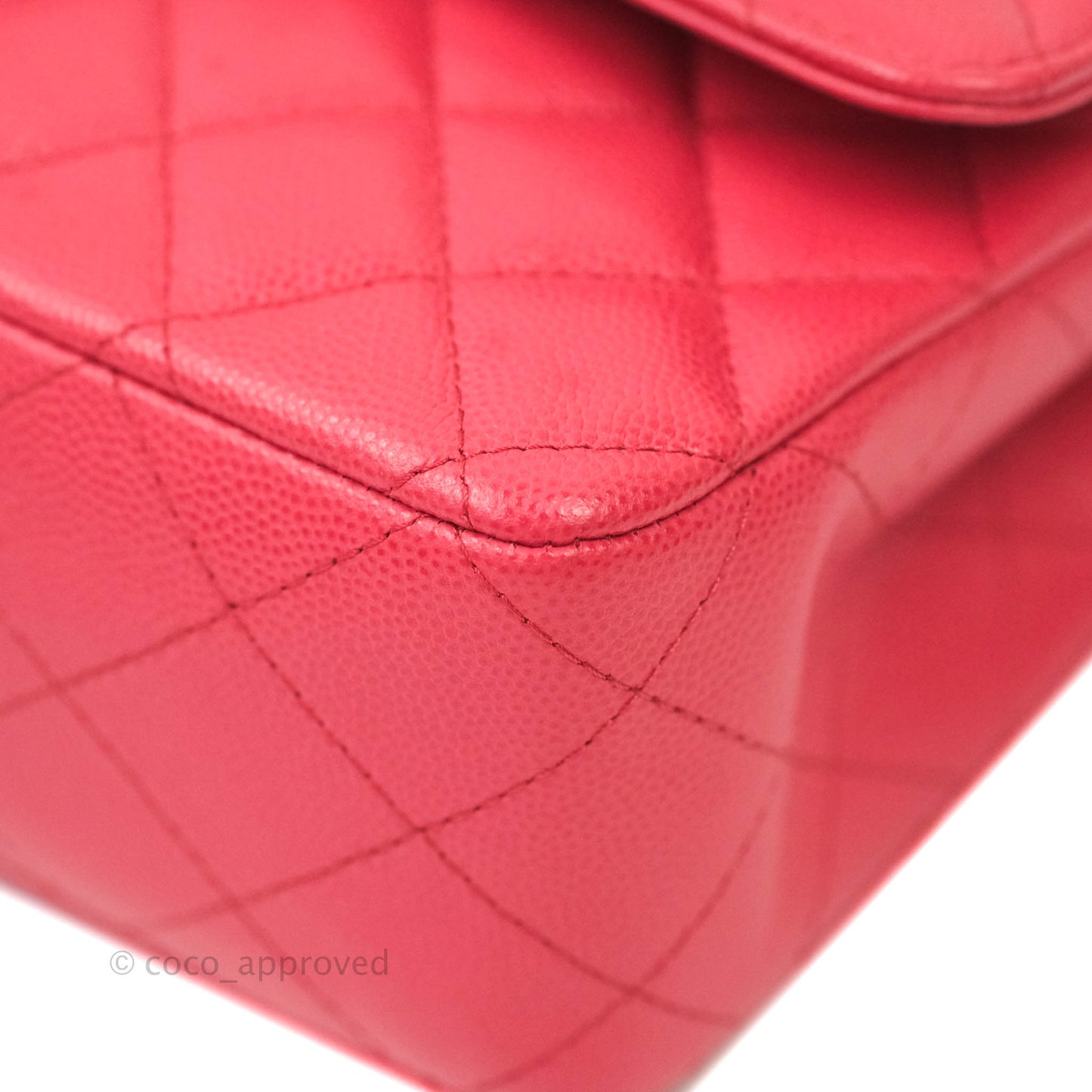 Chanel Classic M/L Medium Double Flap Dark Pink Caviar Gold Hardware