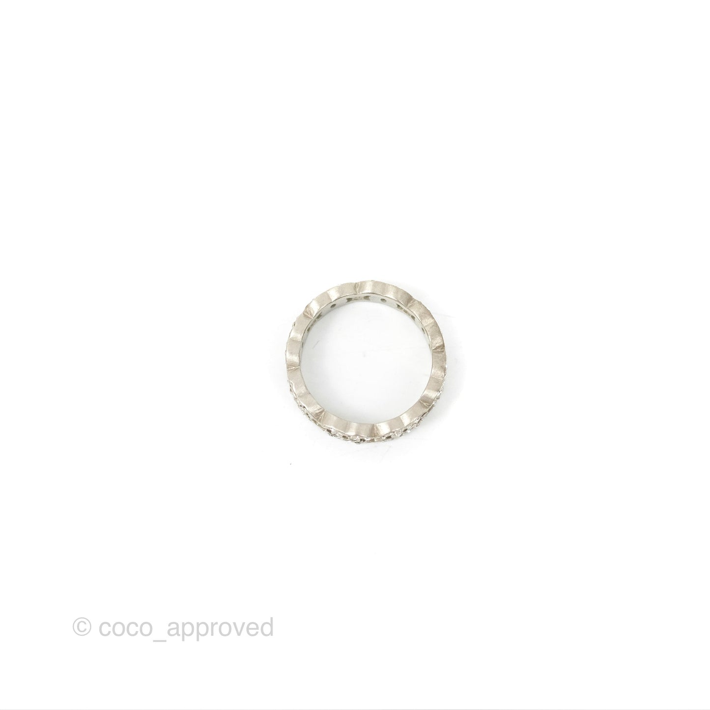 Chanel CC Crystal Ring Brushed Silver Tone