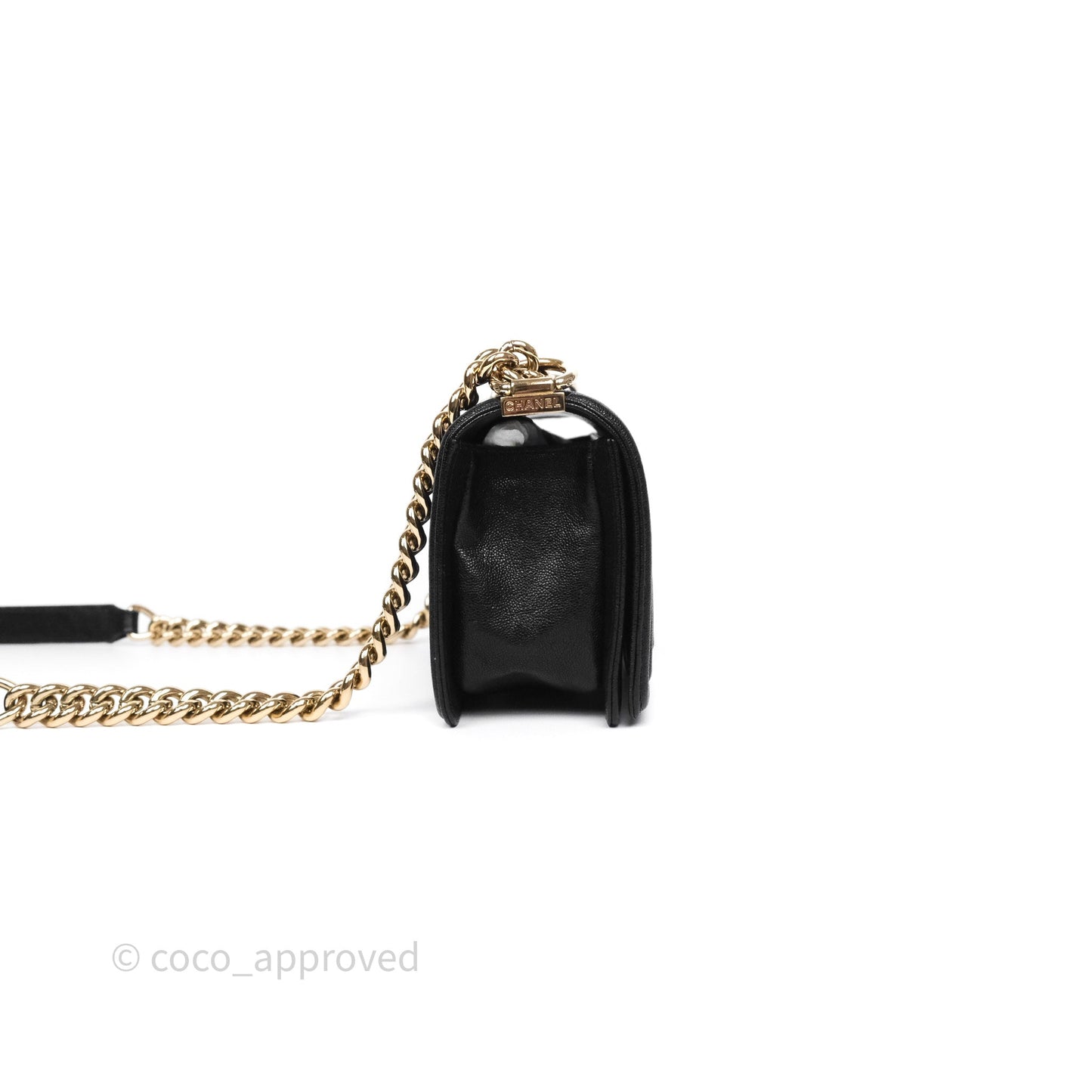 Chanel Small Boy Chevron Black Caviar Gold Hardware