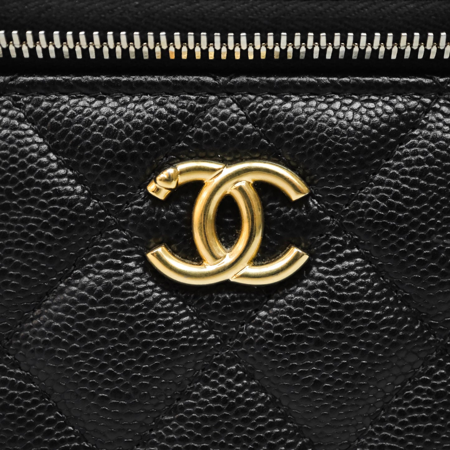Chanel Vanity with Heart Adjustable Chain Black Caviar Aged Gold Hardware