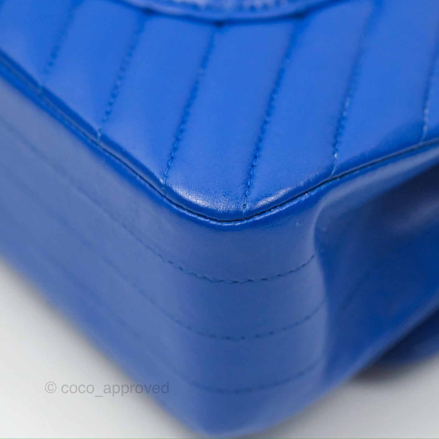 Chanel Medium Classic Flap Chevron Blue Lambskin Gold Hardware