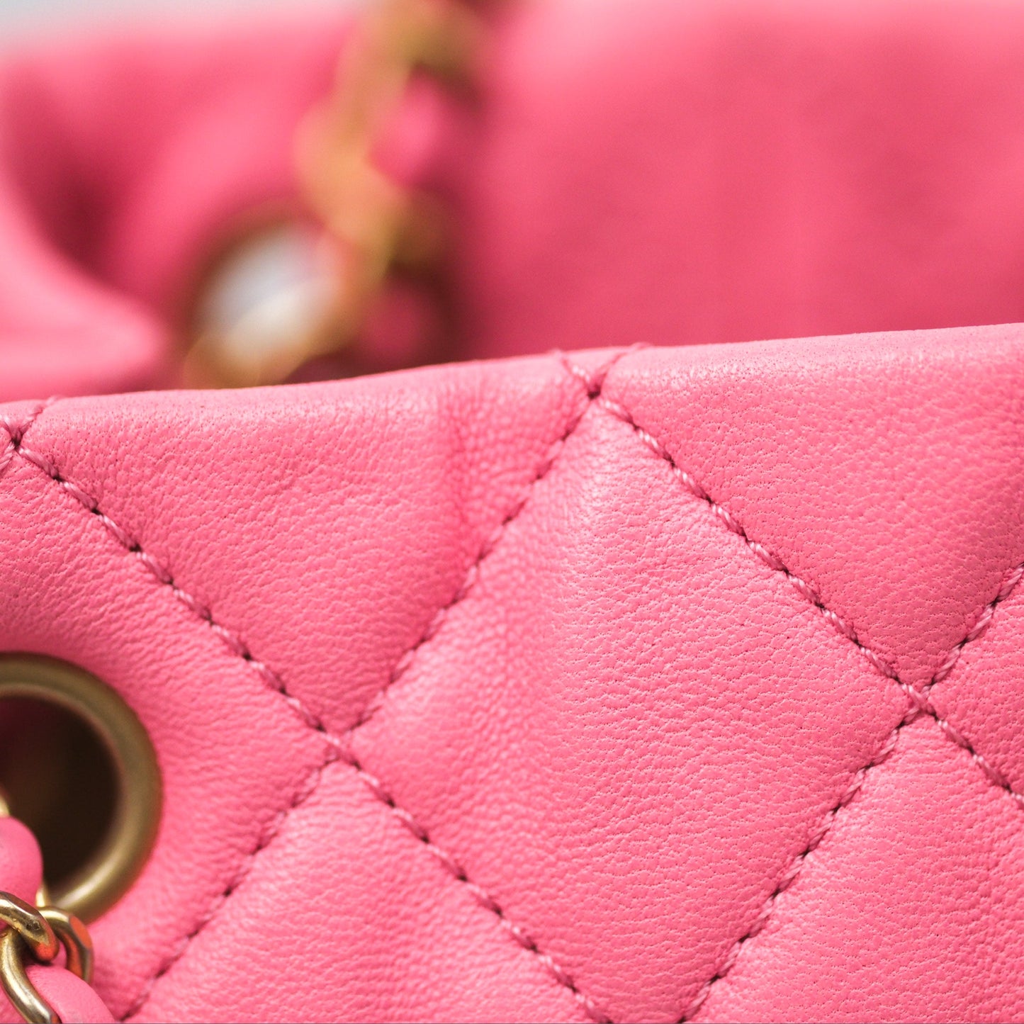 Chanel Pearl Crush Drawstring Bucket Bag Pink Lambskin Aged Gold Hardware