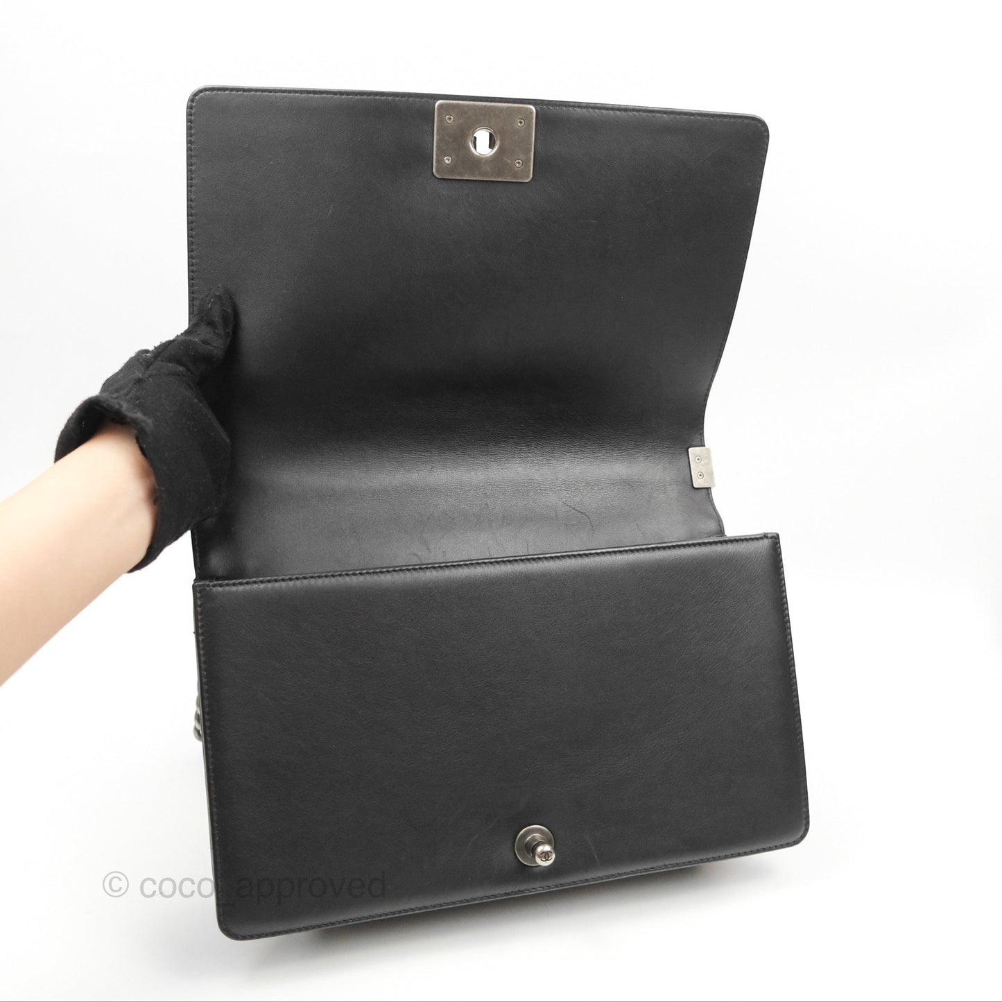 Chanel Quilted New Medium Boy Black Lambskin Ruthenium Hardware