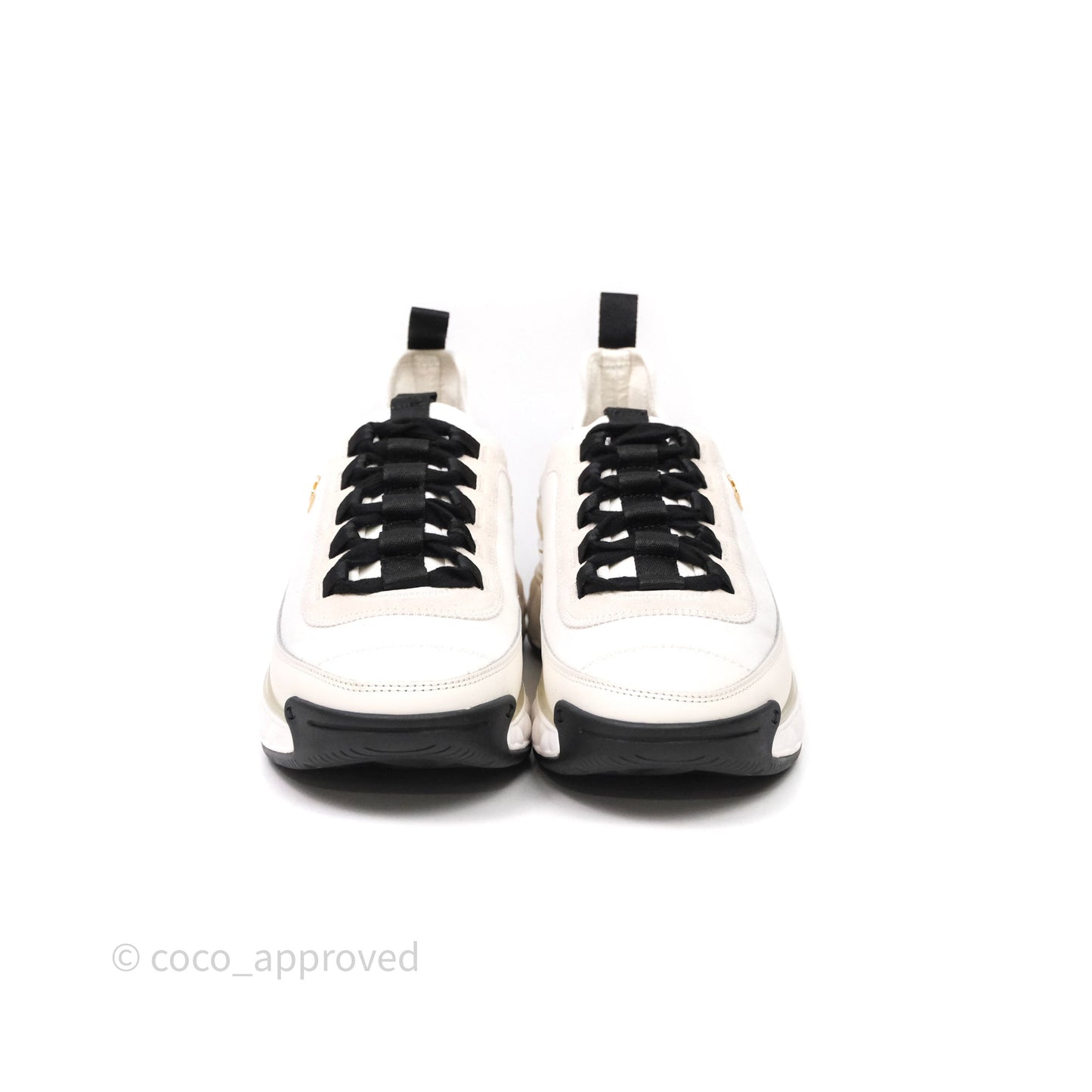 Chanel CC Sneakers Cream Black Size 37.5