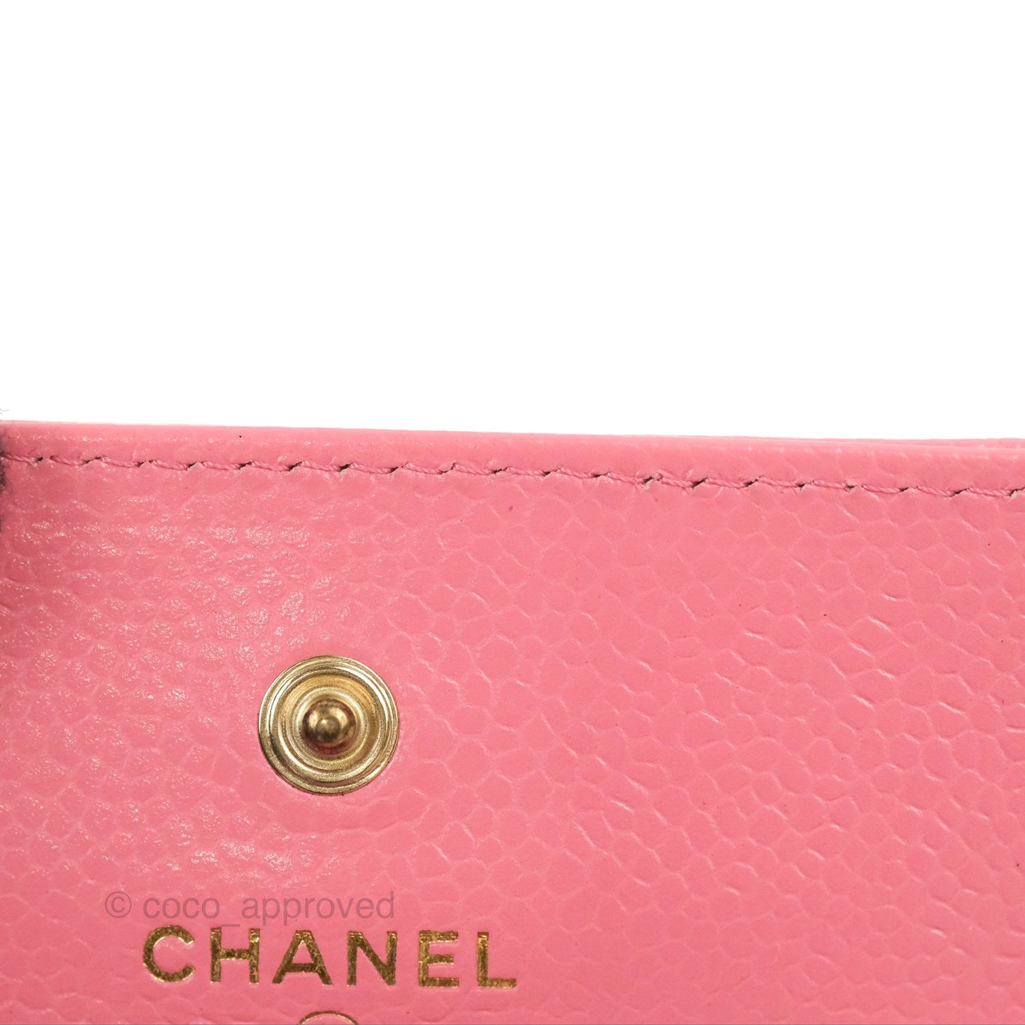 Chanel Camellia Card Holder Pink Caviar Gold Hardware