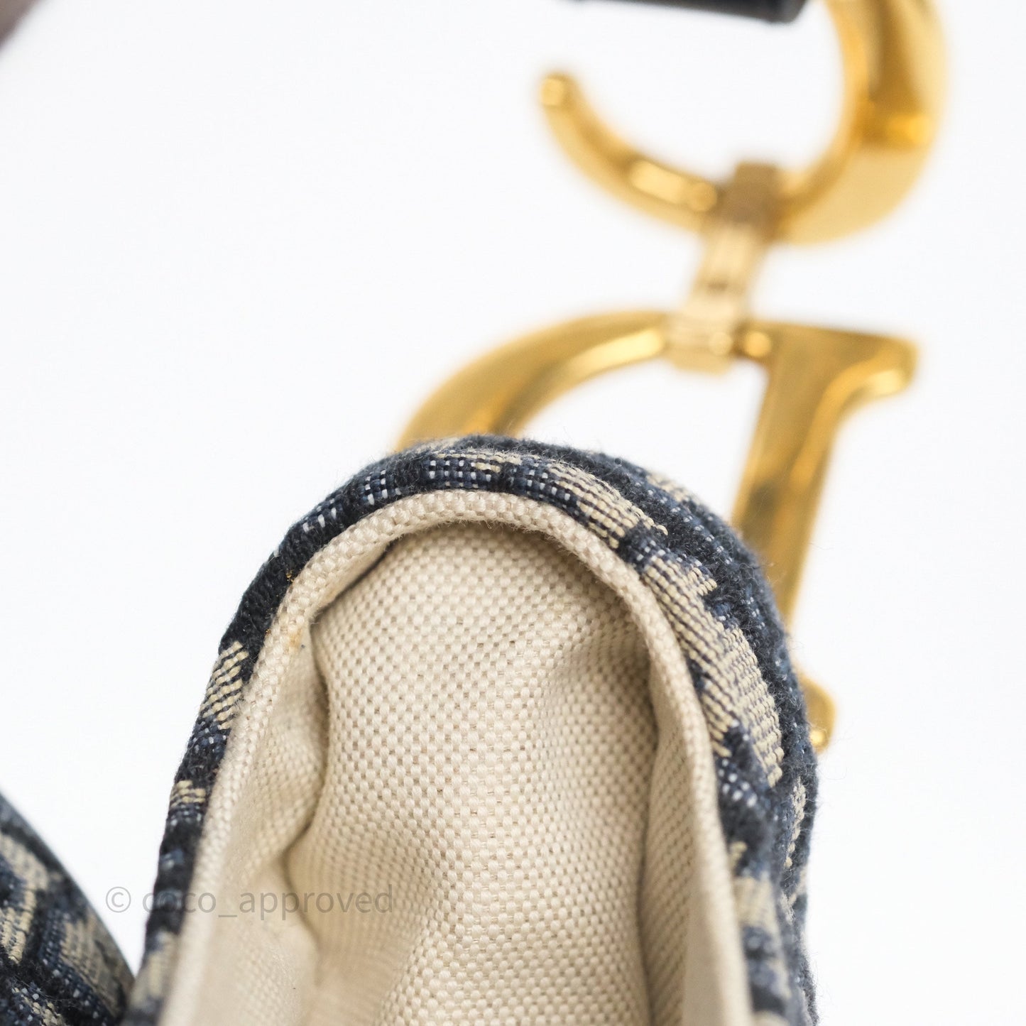 Dior Saddle Bag Navy Dior Oblique Embroidery Aged Gold Hardware