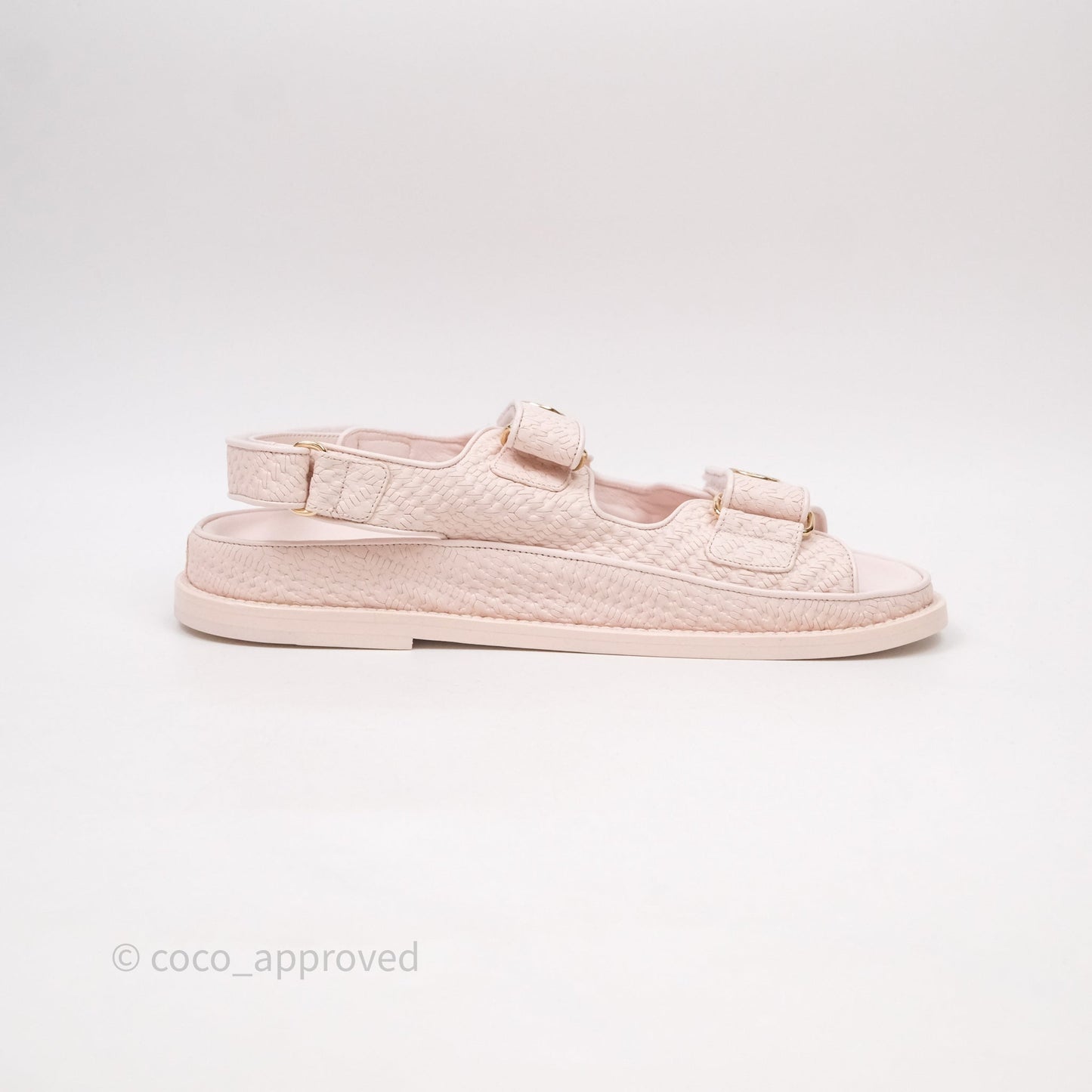 Chanel Dad Sandals Medallion Light Pink Size 39