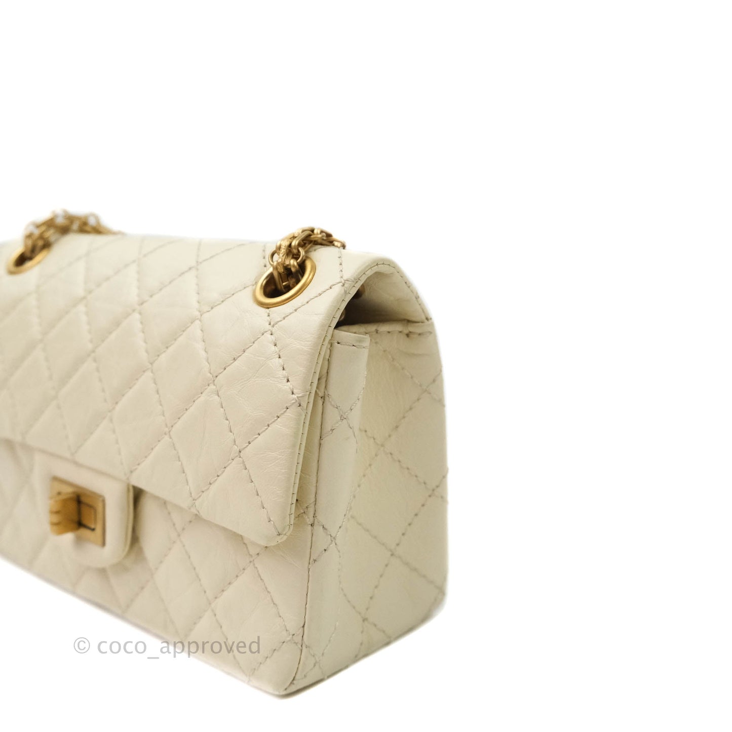 Chanel Mini Reissue 224 White Aged Calfskin Aged Gold Hardware