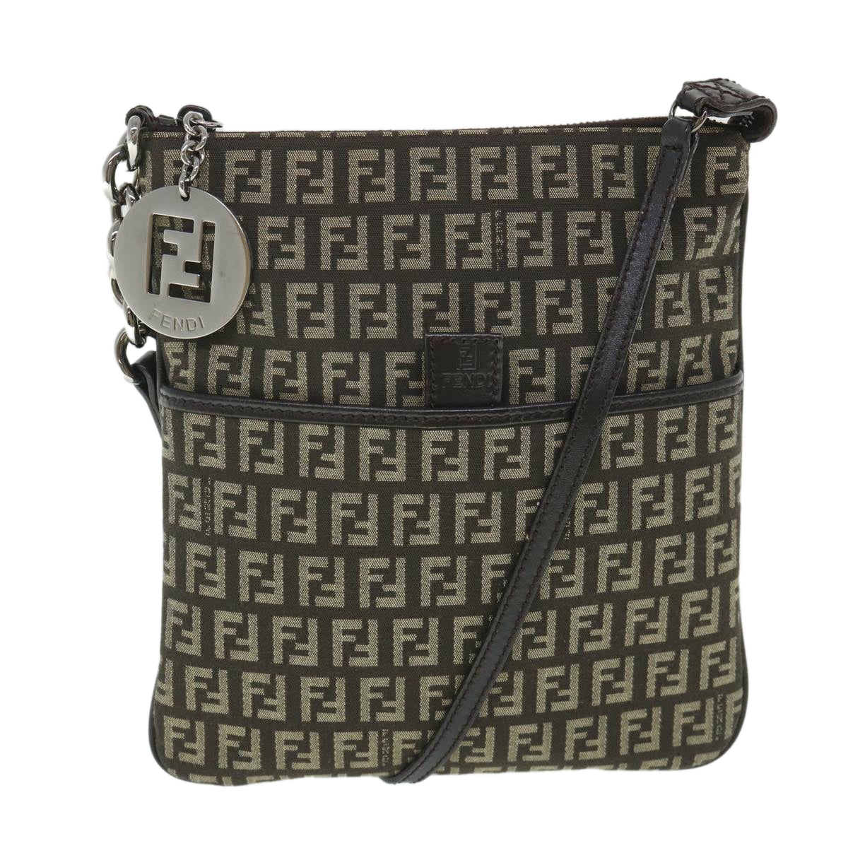 Luxury FendiZucchino Canvas Shoulder Bag Brown56323