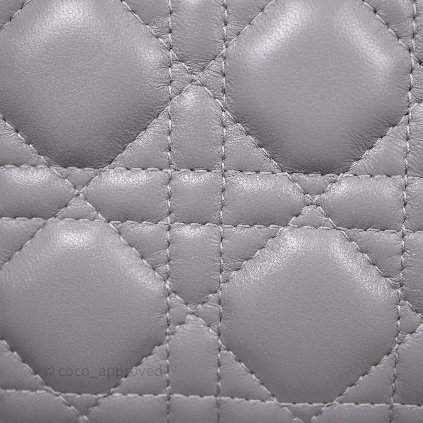 Christian Dior Mini Lady Dior Lambskin Cannage Grey Silver Hardware