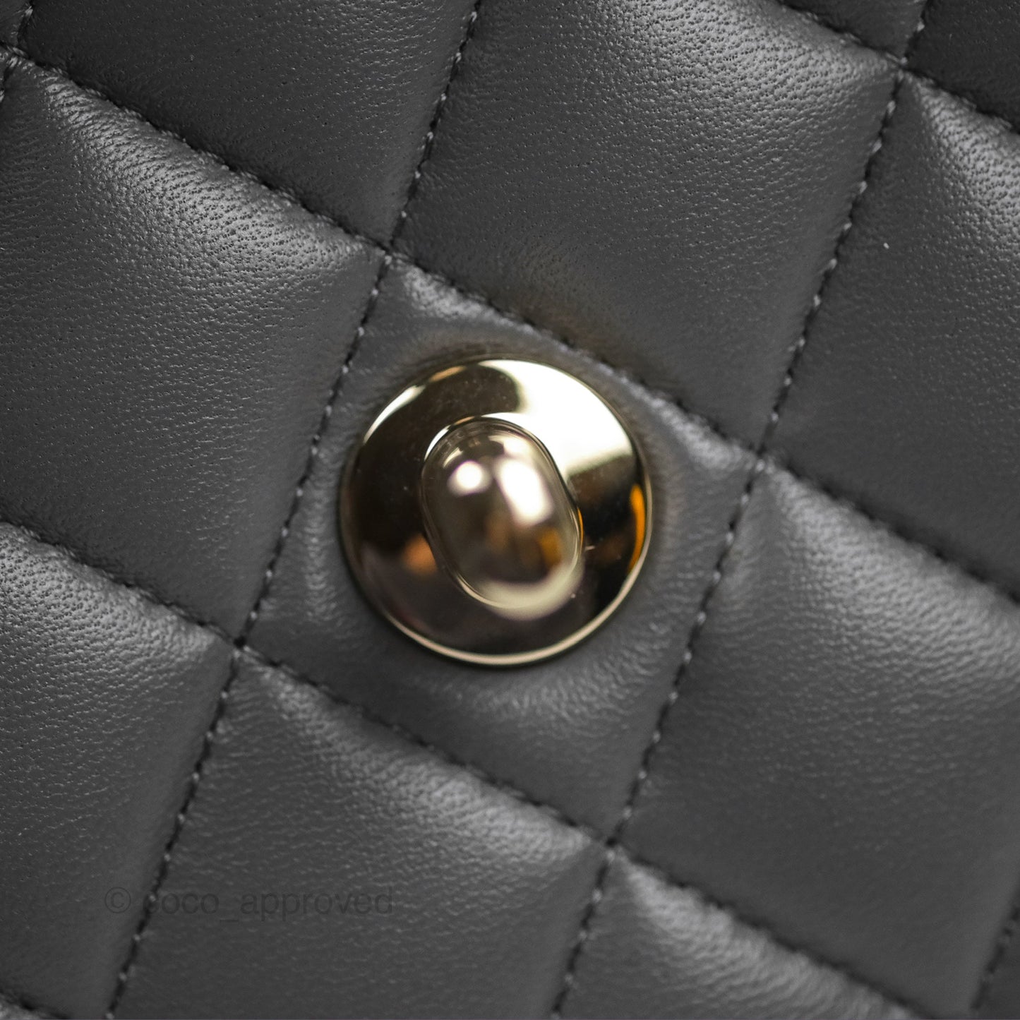Chanel Classic M/L Medium Flap Quilted Grey Lambskin Gold Hardware