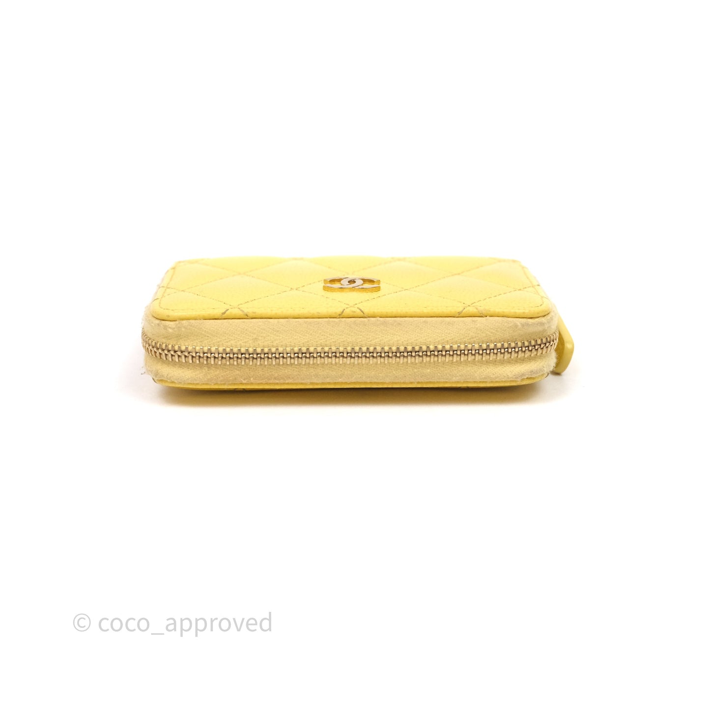 Chanel Quilted Zip Card Holder Caviar Yellow Gold Hardware