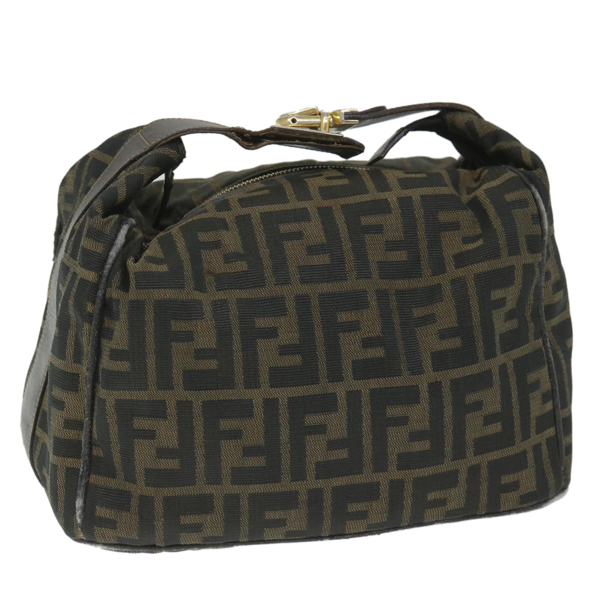 Luxury FendiZucca Canvas Vanity Cosmetic Pouch Black Brown56386