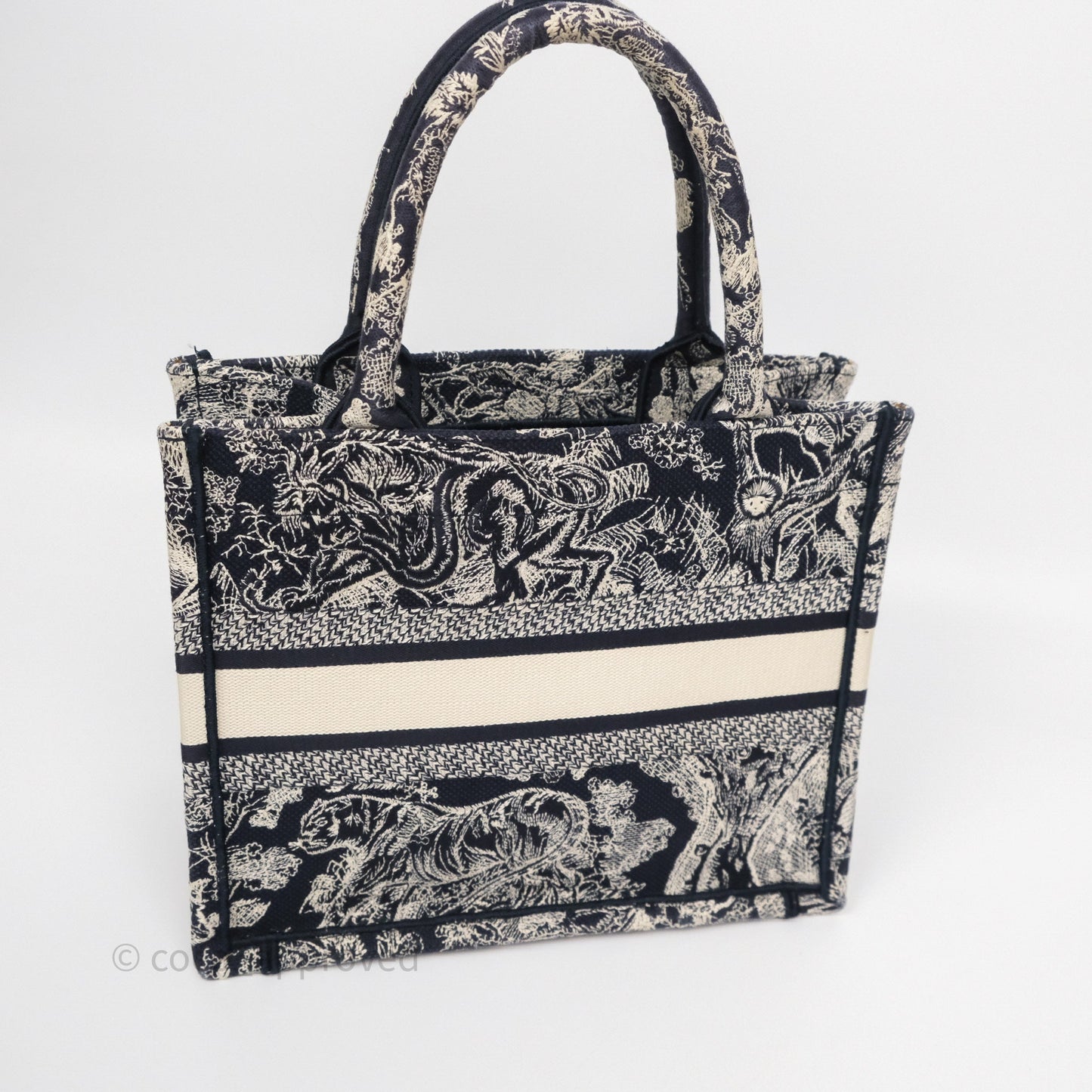 Dior New Small Book Tote Embroidered Toile De Jouy Navy