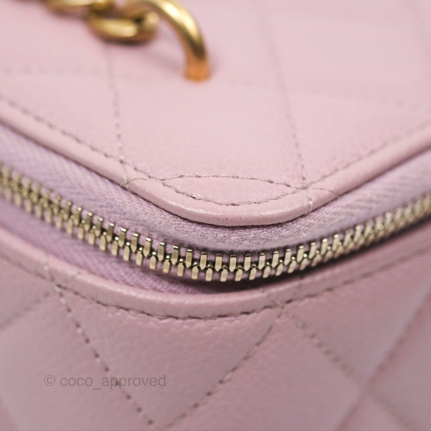Chanel Vanity with Heart Adjustable Chain Dusty Pink Caviar Aged Gold Hardware