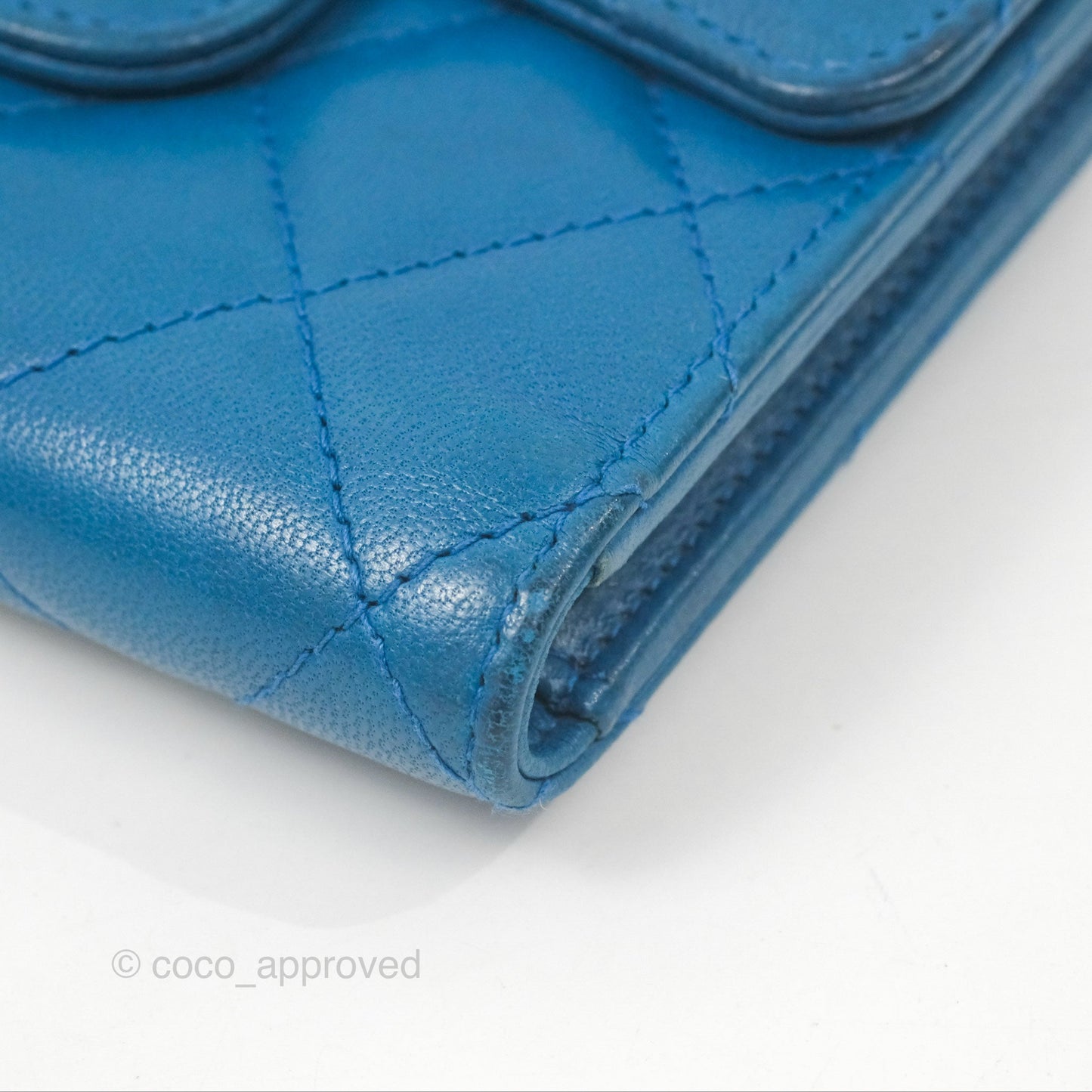 Chanel Classic Short Flap Wallet Blue Lambskin Gold Hardware