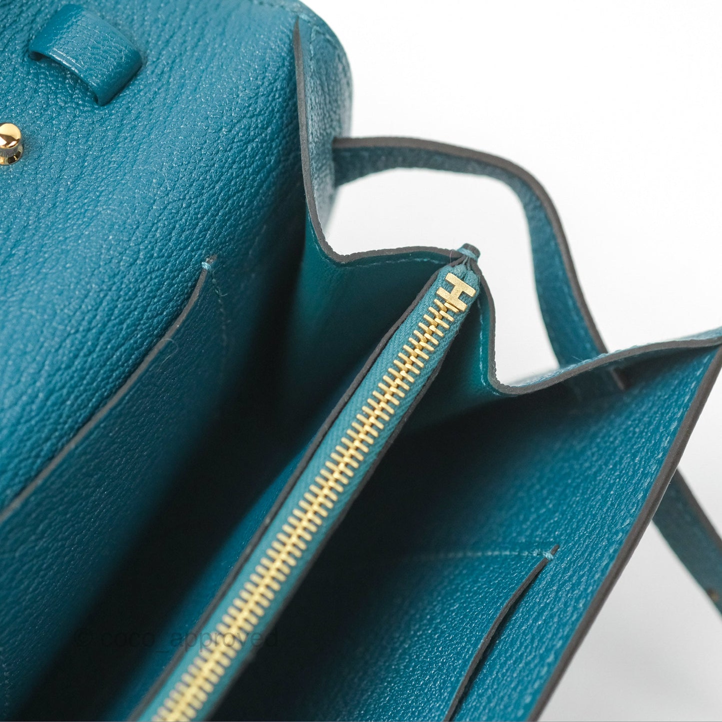 Hermès Kelly To Go Wallet Vert Bosphore Chevre Mysore Gold Hardware