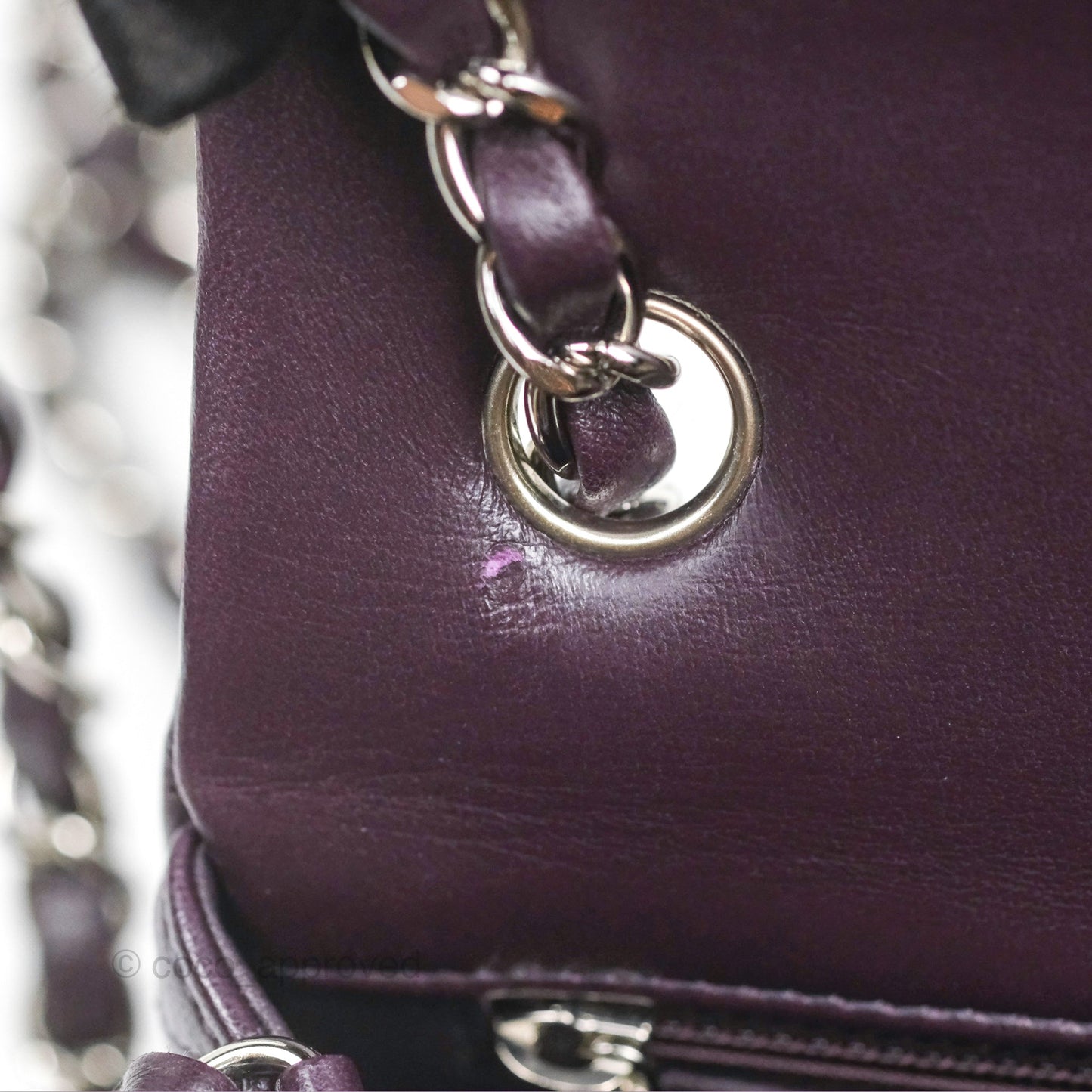Chanel Mini Rectangular Quilted Dark Purple Lambskin Silver Hardware