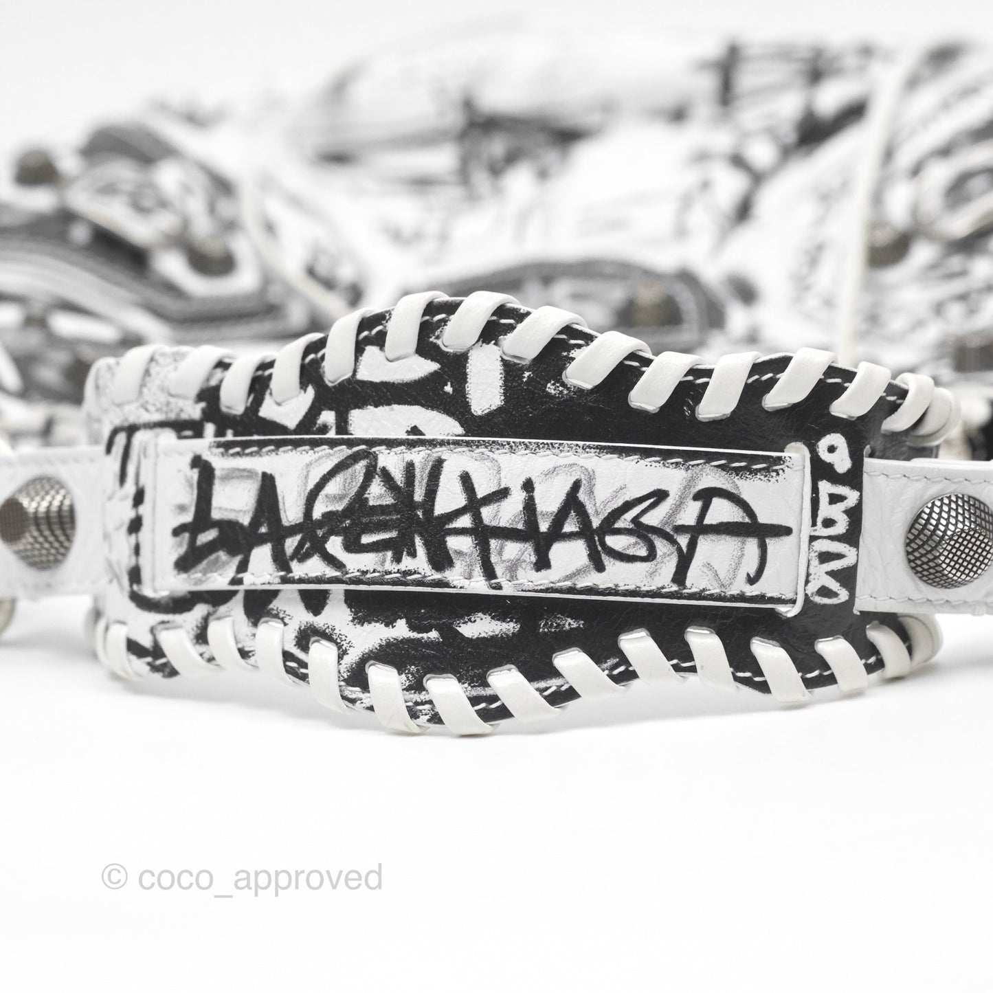 Balenciaga XS Graffiti Le Cagole Shoulder Bag White Black
