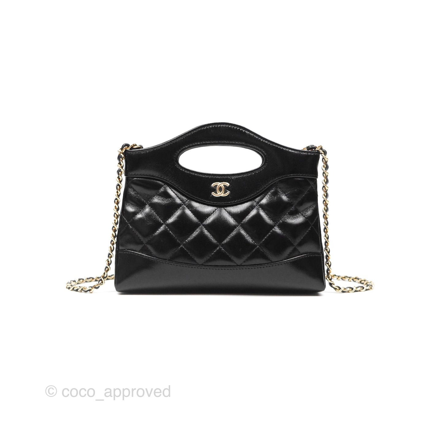 Chanel Nano 31 Black Shiny Lambskin Gold Hardware