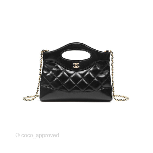 Chanel Nano 31 Black Shiny Lambskin Gold Hardware