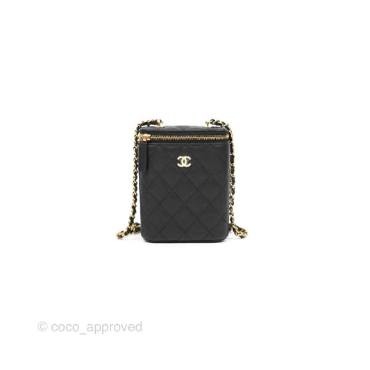 Chanel Classic Mini Vanity With Chain Black Caviar Gold Hardware