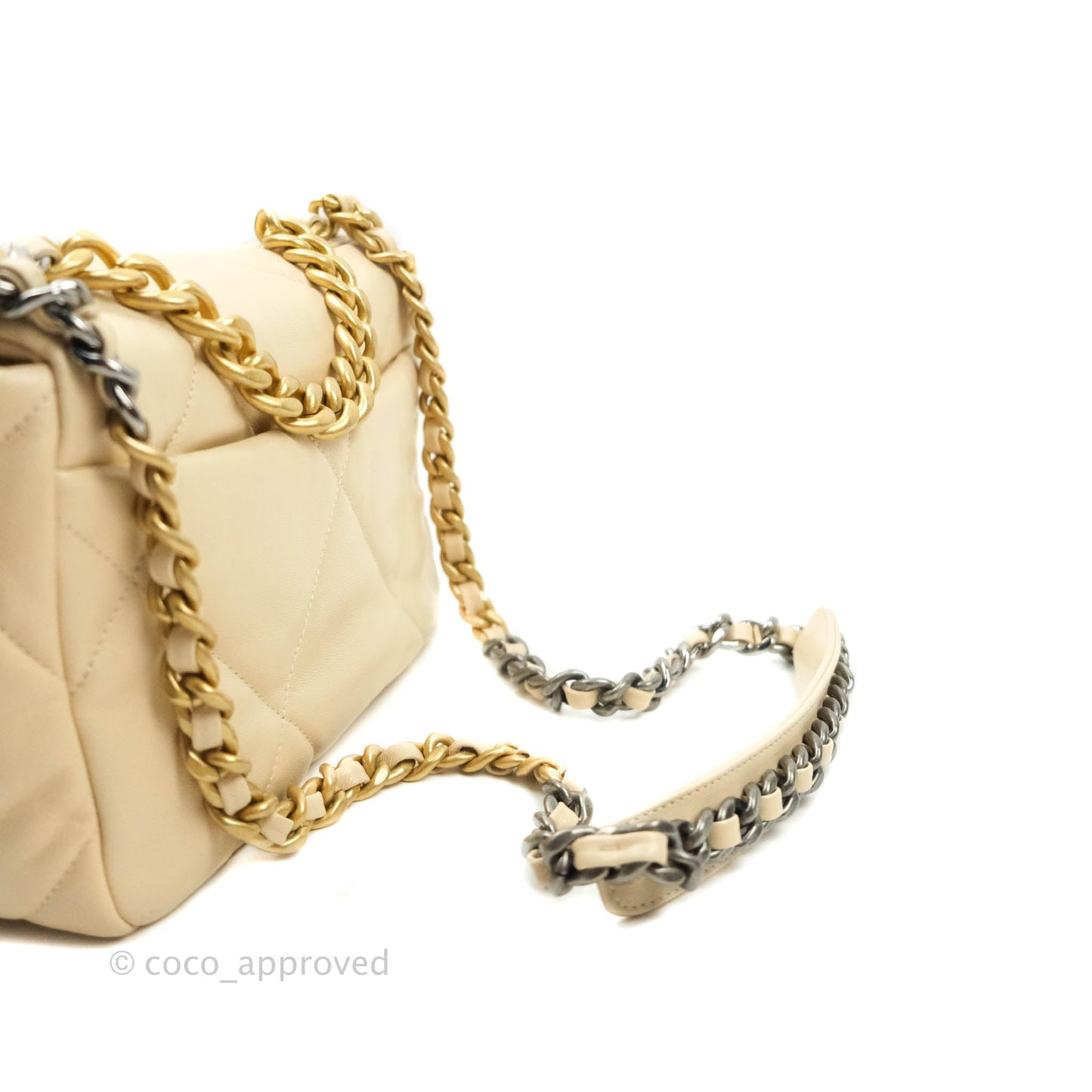 Chanel 19 Small Beige Goatskin Mixed Hardware