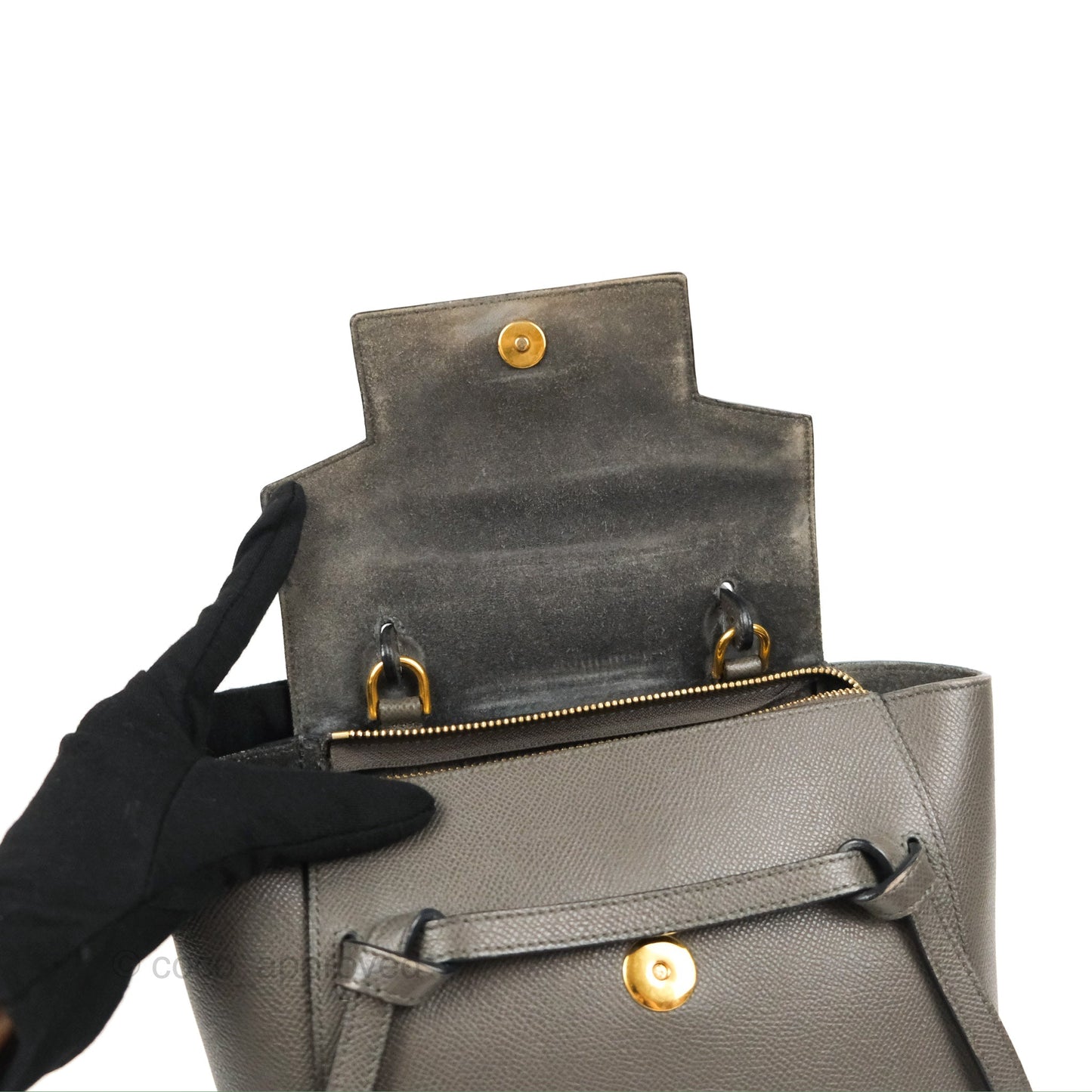 Celine Nano Belt Bag Grey Grained Calfskin Gold Hardware