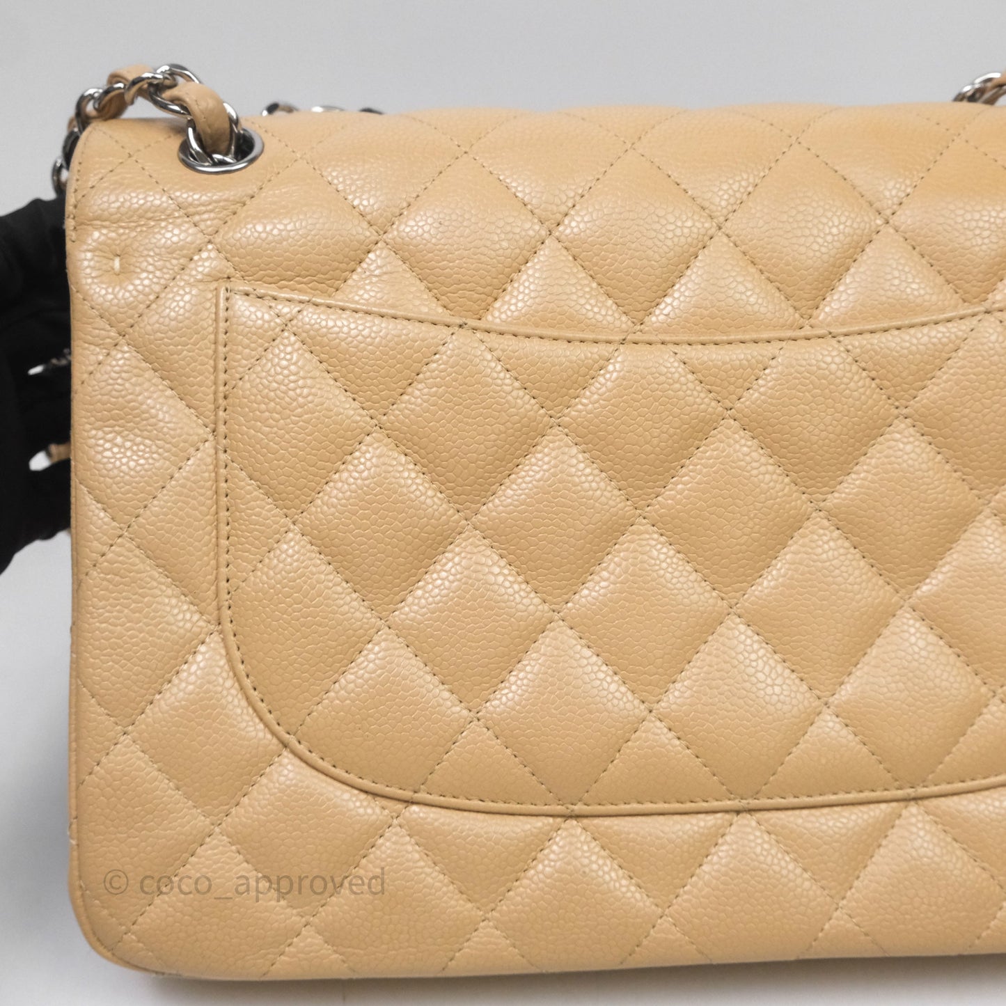 Chanel Jumbo Double Flap Beige Caviar Silver Hardware⁣⁣