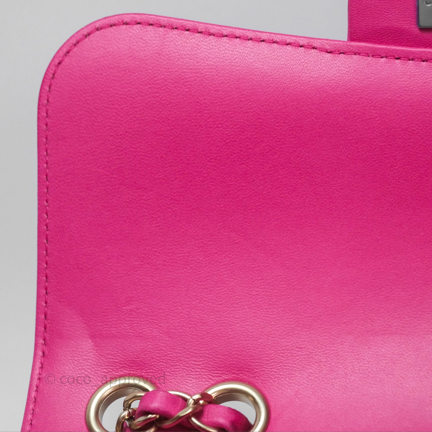 Chanel Quilted Mini Mademoiselle Chic Flap Dark Pink Lambskin Aged Gold Hardware