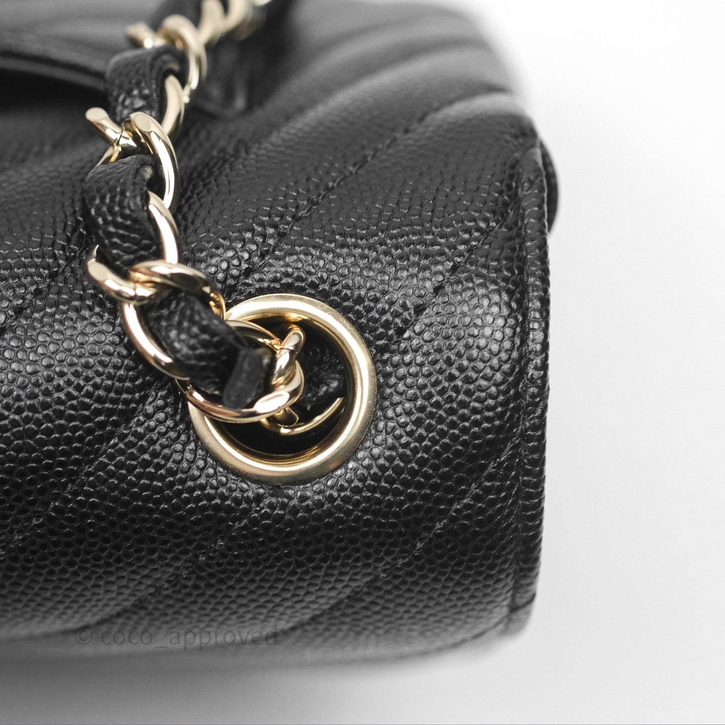 Chanel Chevron Mini Rectangular Flap Black Caviar Gold Hardware
