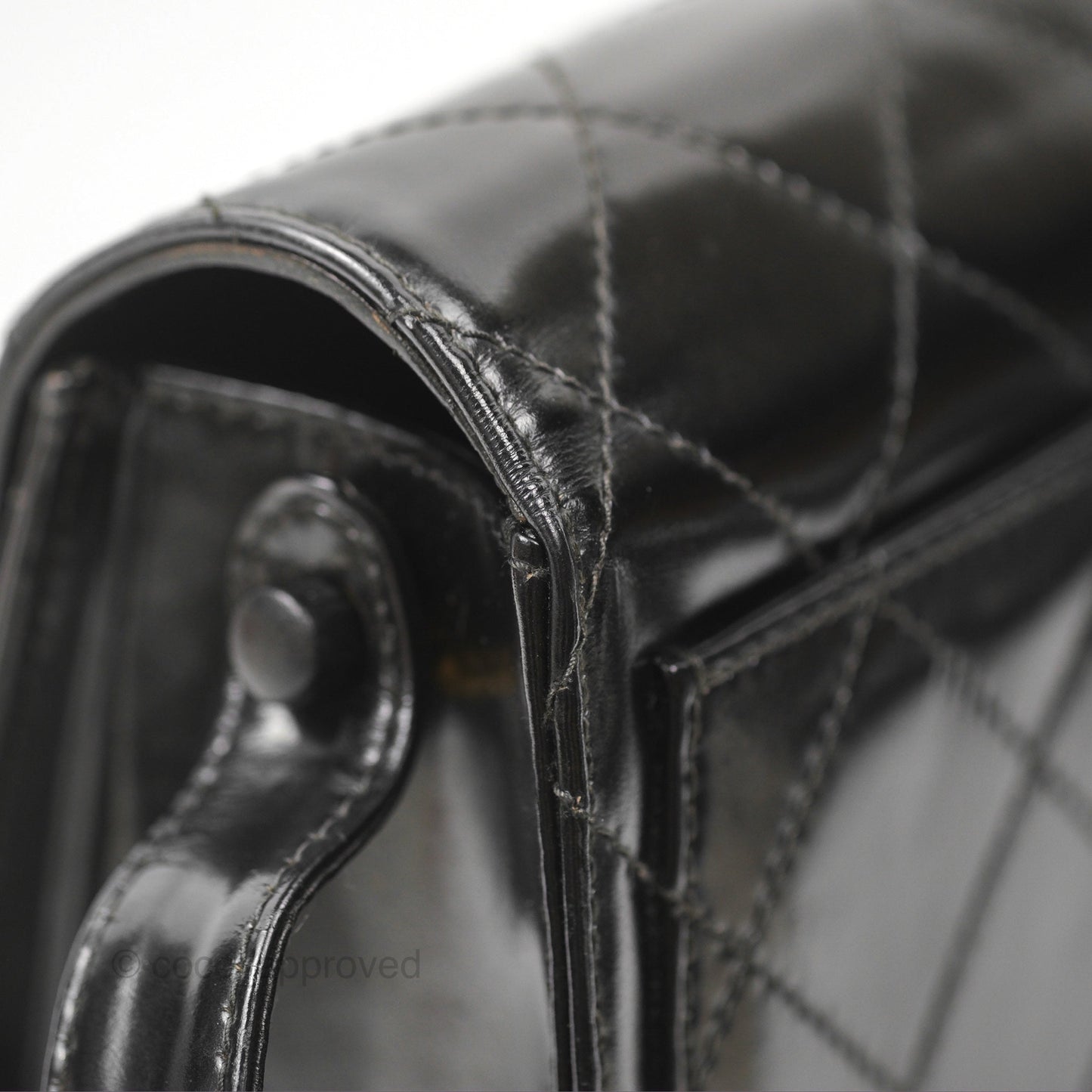 Chanel Vintage Flap Shoulder Bag Black Patent 24K Gold Hardware