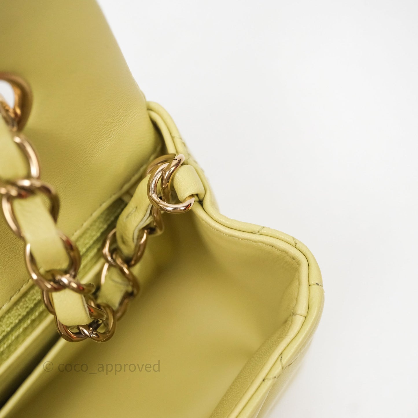 Chanel Mini Rectangular Flap Quilted Green Lambskin Gold Hardware